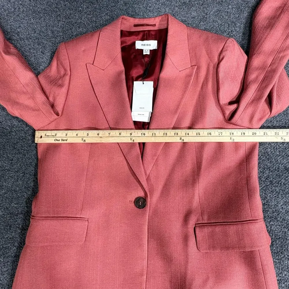Reiss Blazer Womens 10 Red Jules-SB Suit Jacket Burnt Red Lined Notch Lapel